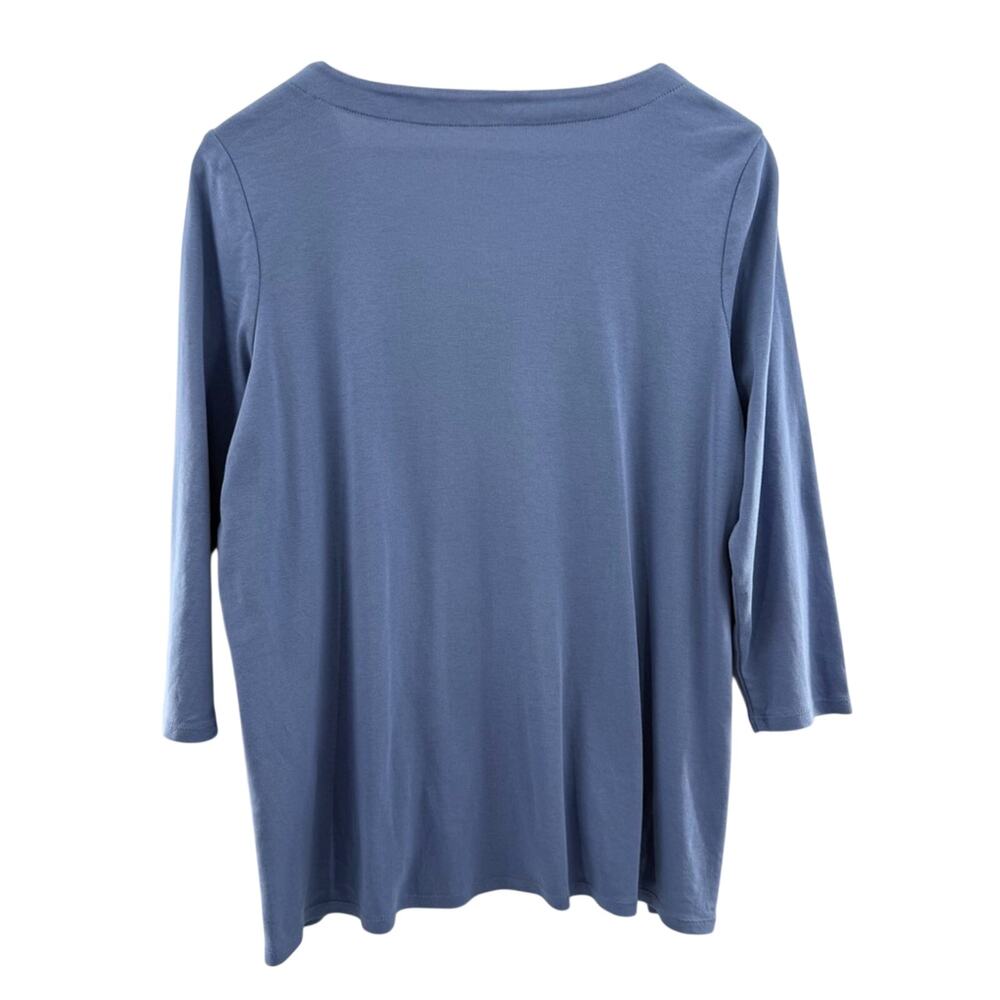 J. Jill Pima Cotton 3/4 Sleeve V-Neck Tunic Shirt Baby Blue Size Medium - Picture 6 of 9